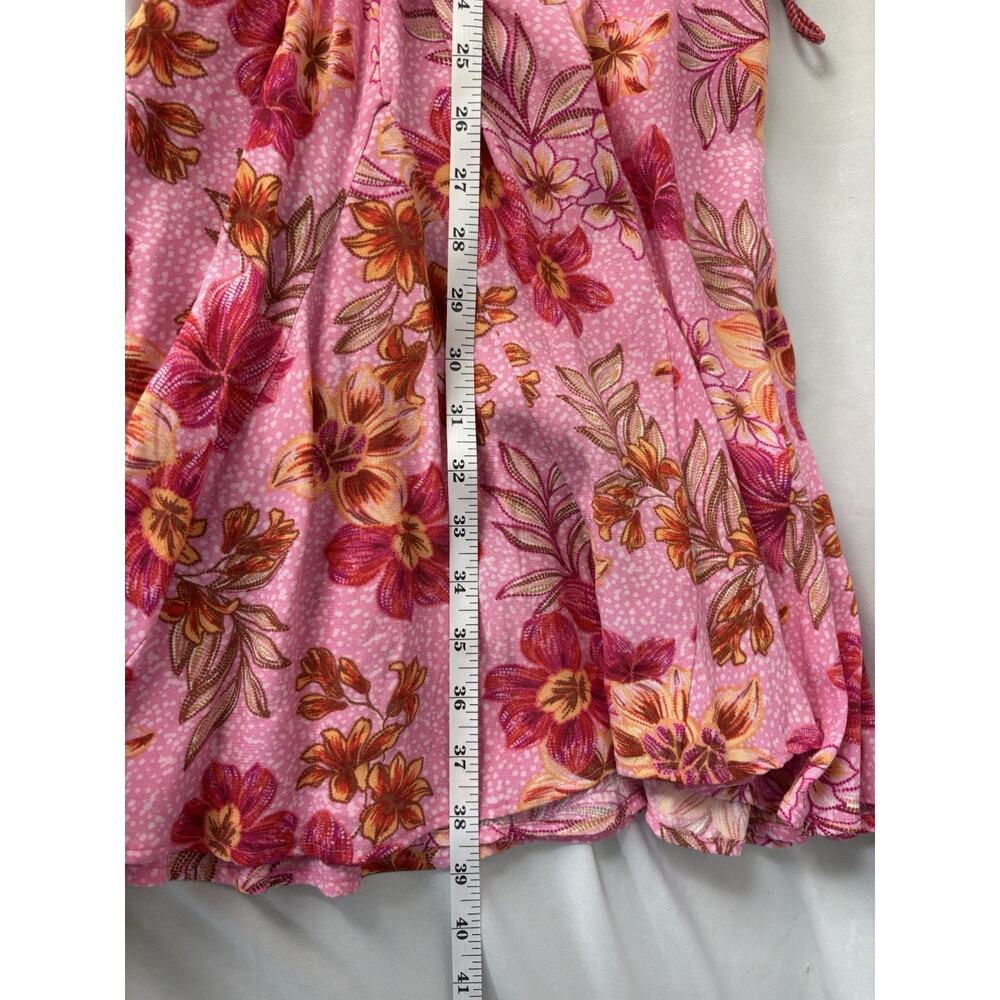 LOFT Pink Floral‎ Dress Large Boho Romantic Cottagecore Tassel Waist Mini - Picture 10 of 13
